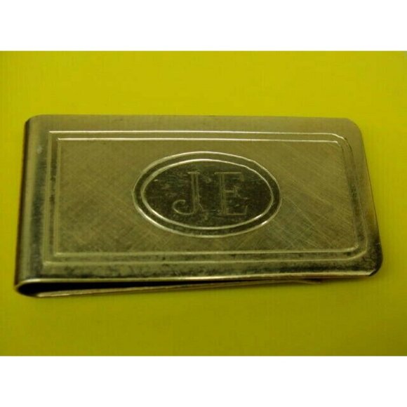 Money Clip Monogramed "JE" Gold Plated Credit Card Cash ID Holder - Picture 4 of 8